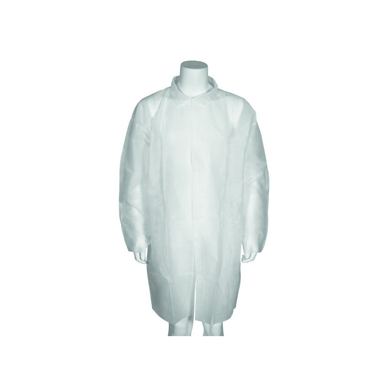 Besøgsjakke hvid, L/XL 50 stk polypropylen nonwoven