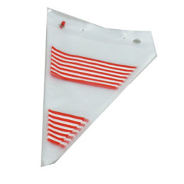 Slikpose spids plast 20x31cm 1000 stk Med røde striber
