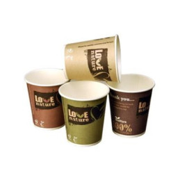 Kaffebæger pap, 30 cl Bio, 4fv, 1500 stk Ø90 mm PEFC