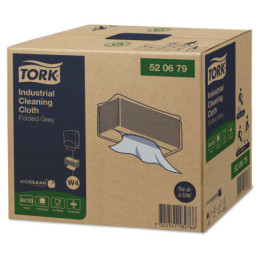 TORK Aftørringsklud W4 1-lag 4 x 120 ark Blå Top-Pak Industri