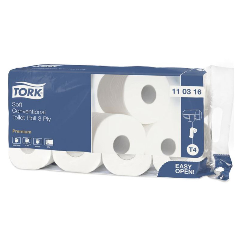 TORK Toiletpapir T4 3-lag P 29,5 m 72 rl Hvid Premium (110316)
