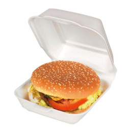 Burgerboks, hvid skum 15,5x15,5, 500 stk 15,5x15,5x7,2 cm