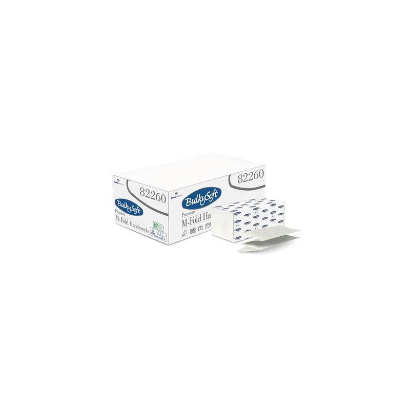 BulkySoft Håndklædeark W-fold 3-lag Hvid Premium 32 x 21,5 cm