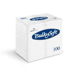BulkySoft Serviet 3-lag 40x40 cm 1/8 Hvid Topfoldet 100 stk