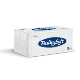 BulkySoft Serviet 2-lag 33x33 cm 1/8 Hvid Topfoldet 50 stk