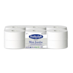 BulkySoft Toiletpapir Jumbo Mini 2-lag 145 m Hvid Premium Ø18