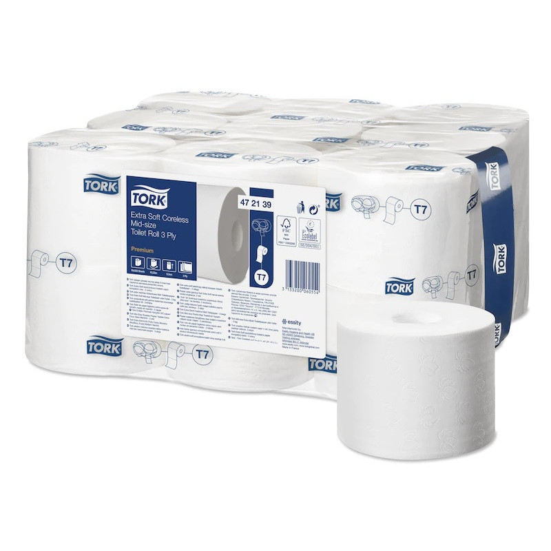 TORK Toiletpapir T7 3-lag 63,3 m 18 rl Hvid MidSize Premium