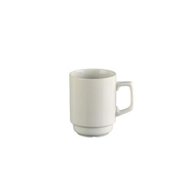 Kaffekrus hvid porcelæn 6 stk Stabelbar Ø70 x 95 mm, 23 cl