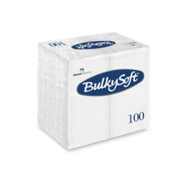 BulkySoft Serviet 2-lag 40x40 cm 1/8 Hvid Topfoldet 100 stk